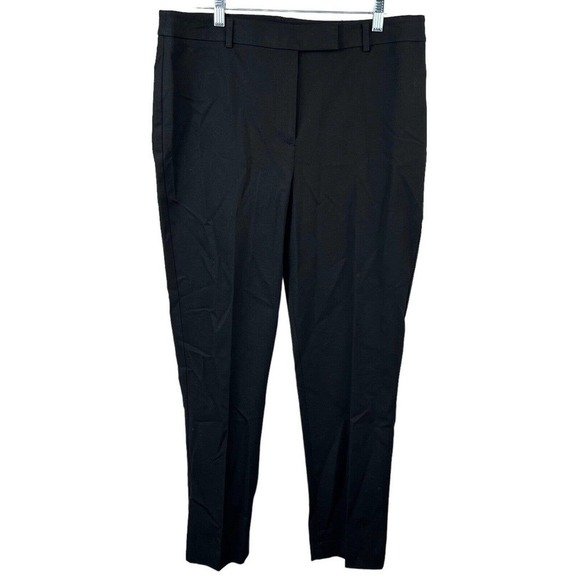 Talbots Black High Waist Straight Pants Size 12 Flat Front Chinos - Picture 1 of 13